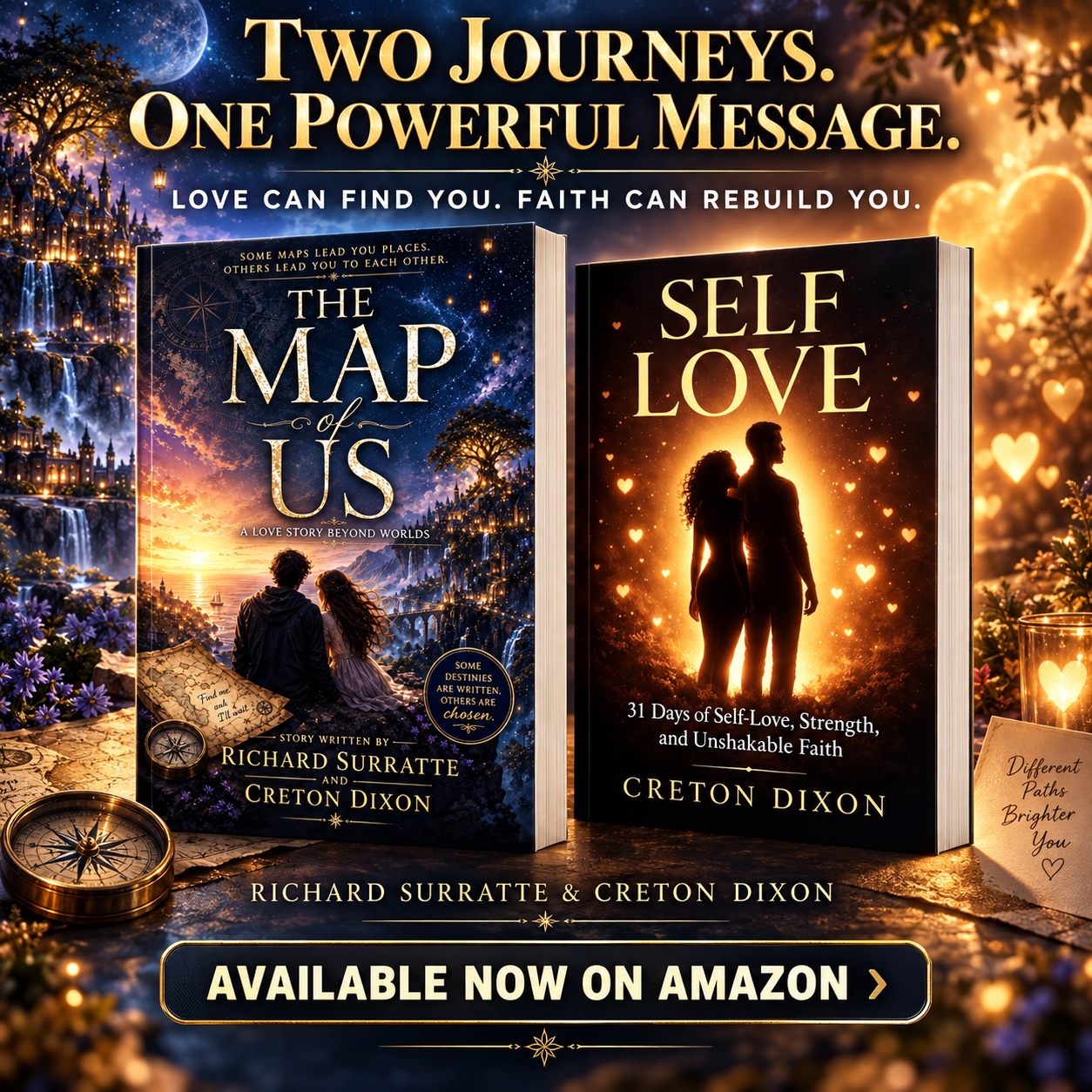 The Map of Us and Self Love — Two Journeys. One Powerful Message. Available now on Amazon.